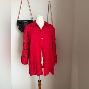 John Mark Red Blouse Top, Size XL